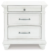 Kanwyn Whitewash King Upholstered Storage Bedroom Set with Dresser, Mirror and Nightstand - Ornate Home