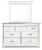Kanwyn Whitewash Queen Bedroom Set with Mirrored Dresser (Online Special Price) - Ornate Home
