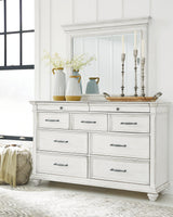 Kanwyn Whitewash Queen Bedroom Set with Mirrored Dresser (Online Special Price) - Ornate Home
