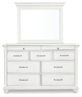 Kanwyn Whitewash Queen Bedroom Set with Mirrored Dresser - Ornate Home