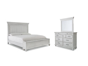 Kanwyn Whitewash Queen Bedroom Set with Mirrored Dresser - Ornate Home