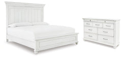 Kanwyn Whitewash Queen Panel Bed and Dresser - Ornate Home