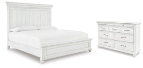 Kanwyn Whitewash Queen Panel Bed and Dresser - Ornate Home