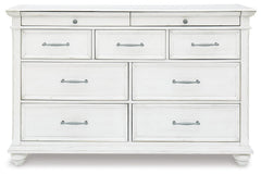 Kanwyn Whitewash Queen Panel Bed and Dresser - Ornate Home