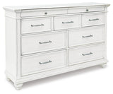 Kanwyn Whitewash Queen Panel Bed and Dresser - Ornate Home