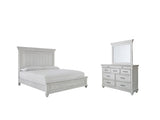 Kanwyn Whitewash Queen Panel Bed w/Dresser & Mirror (Online Special Price) - Ornate Home