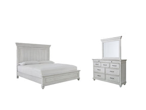 Kanwyn Whitewash Queen Panel Bed w/Dresser & Mirror (Online Special Price) - Ornate Home