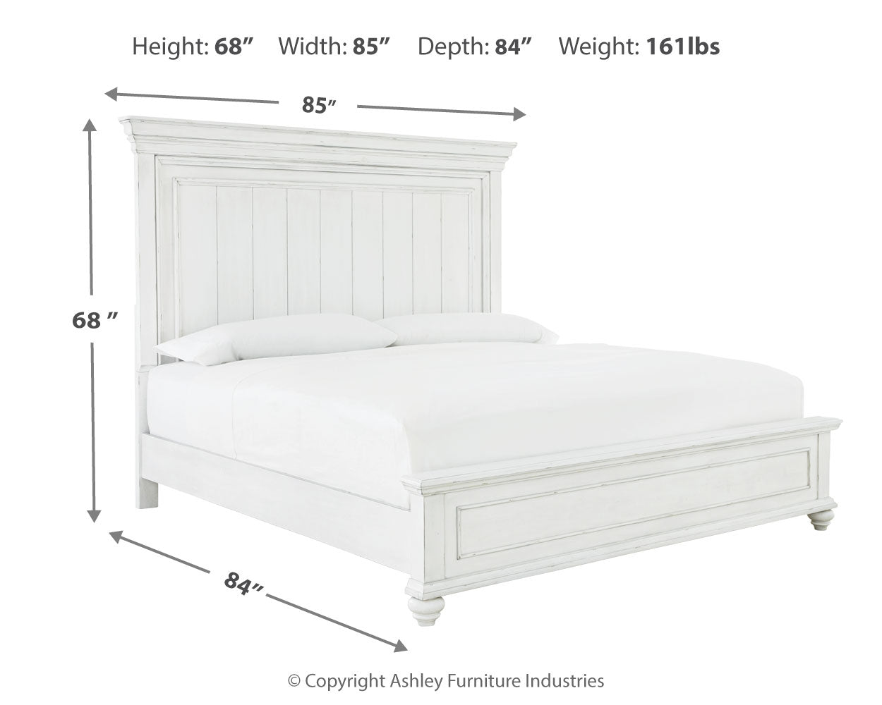 Kanwyn Whitewash Queen Panel Bed w/Dresser & Mirror (Online Special Price) - Ornate Home