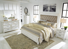 Kanwyn Whitewash Queen Panel Bed w/Dresser & Mirror - Ornate Home