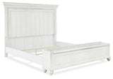 Kanwyn Whitewash Queen Panel Bed w/ Storage Bench (Online Special Price) - Ornate Home
