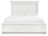 Kanwyn Whitewash Queen Panel Bedroom Set w/ Storage Bench / 5pc - Ornate Home