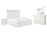 Kanwyn Whitewash Queen Panel Bedroom Set with Dresser, Mirror and 2 Nightstands (Online Special Price) - Ornate Home