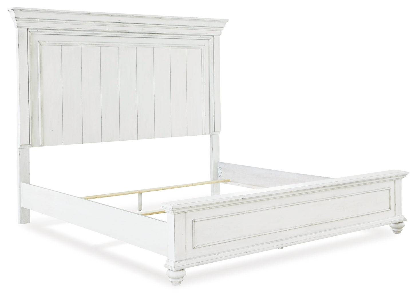 Kanwyn Whitewash Queen Panel Bedroom Set with Dresser, Mirror and 2 Nightstands - Ornate Home
