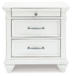 Kanwyn Whitewash Queen Panel Bedroom Set with Dresser, Mirror and 2 Nightstands - Ornate Home