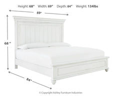 Kanwyn Whitewash Queen Panel Bedroom Set with Dresser, Mirror and 2 Nightstands - Ornate Home
