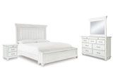 Kanwyn Whitewash Queen Panel Storage Bedroom Set with Dresser, Mirror and Nightstand (Online Special Price) - Ornate Home