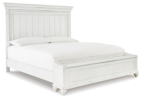 Kanwyn Whitewash Queen Panel Storage Bedroom Set with Dresser, Mirror and Nightstand - Ornate Home