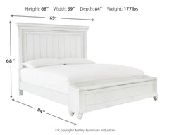 Kanwyn Whitewash Queen Panel Storage Bedroom Set with Dresser, Mirror and Nightstand - Ornate Home