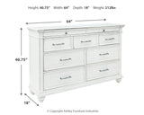 Kanwyn Whitewash Queen Upholstered Panel Bedroom Set with Dresser, and Nightstand - Ornate Home