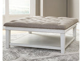 Kanwyn Whitewash Upholstered Ottoman Coffee Table (Online Special Price) - Ornate Home