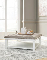 Kanwyn Whitewash Upholstered Ottoman Coffee Table (Online Special Price) - Ornate Home