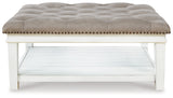 Kanwyn Whitewash Upholstered Ottoman Coffee Table (Online Special Price) - Ornate Home