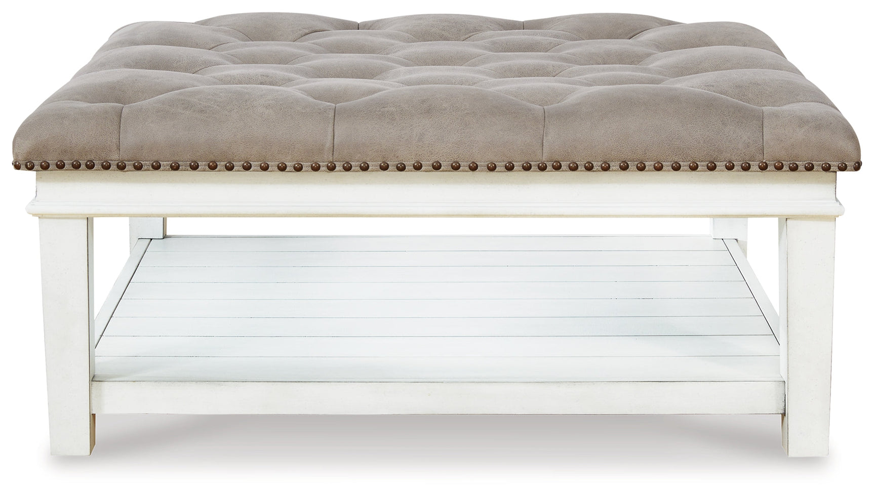 Kanwyn Whitewash Upholstered Ottoman Coffee Table (Online Special Price) - Ornate Home