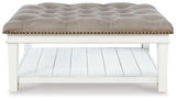 Kanwyn Whitewash Upholstered Ottoman Coffee Table (Online Special Price) - Ornate Home