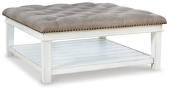 Kanwyn Whitewash Upholstered Ottoman Coffee Table - Ornate Home