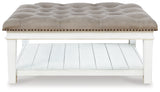 Kanwyn Whitewash Upholstered Ottoman Coffee Table - Ornate Home
