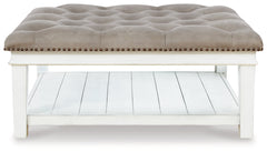 Kanwyn Whitewash Upholstered Ottoman Coffee Table - Ornate Home