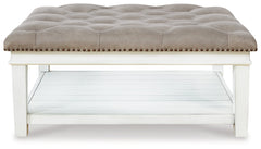 Kanwyn Whitewash Upholstered Ottoman Coffee Table - Ornate Home