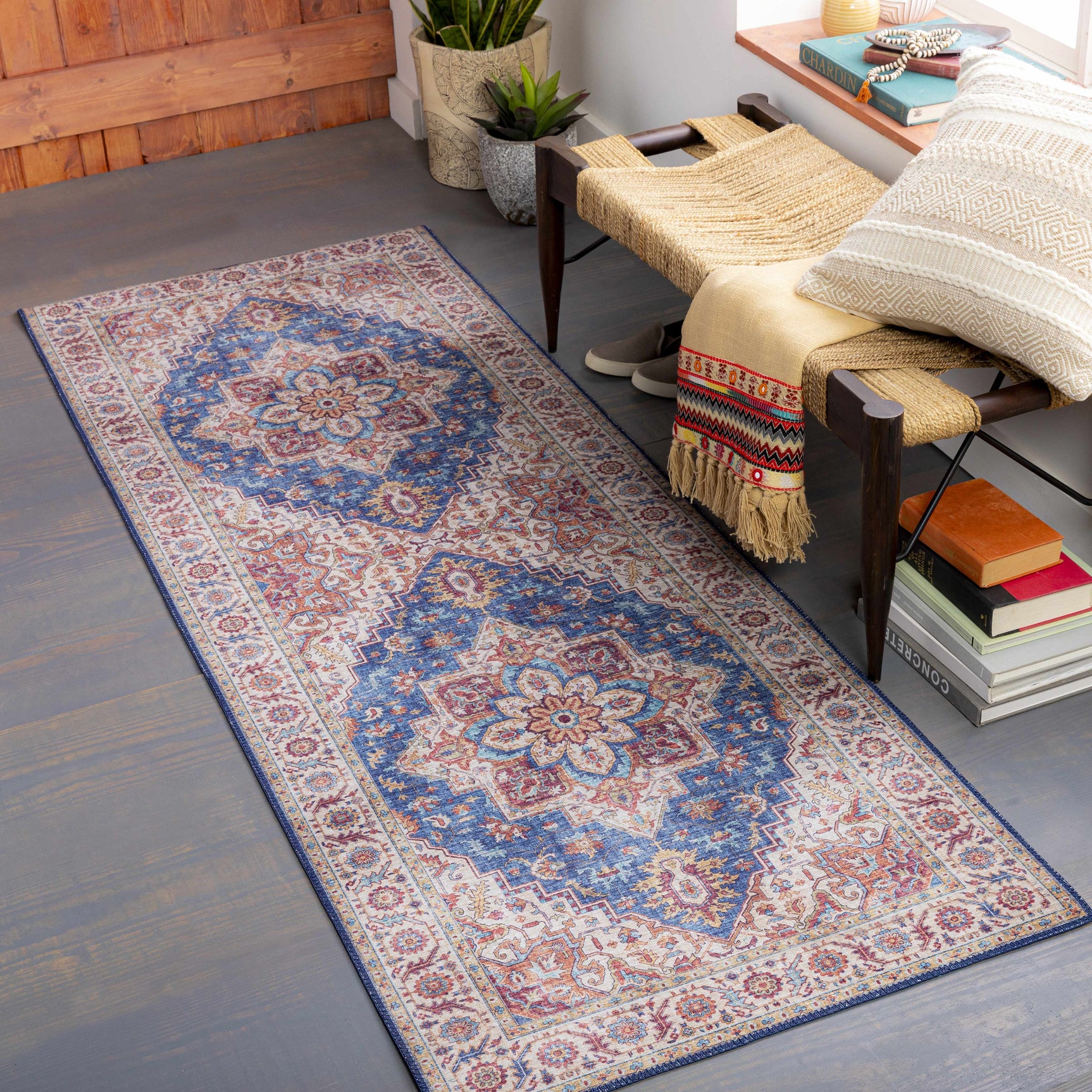 Kapaa Blue Medallion Rug - Clearance - Ornate Home