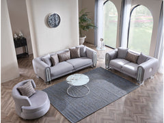 Kapadokya Grey 3-pieces (Sofa & Loveseat & Chair) Living Room Set - Ornate Home