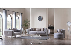 Kapadokya Grey 3-pieces (Sofa & Loveseat & Chair) Living Room Set - Ornate Home