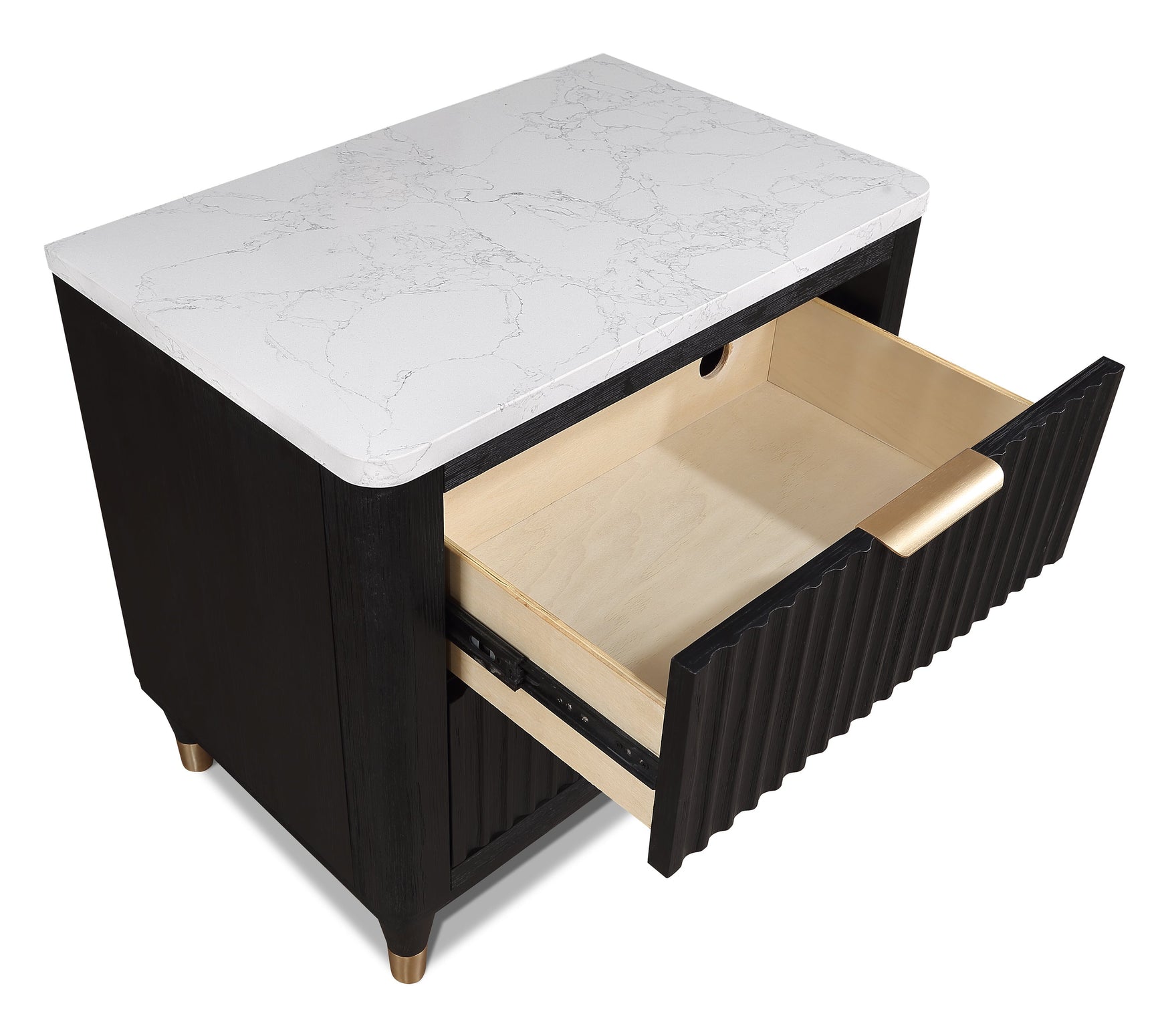 Kara Black Nightstand - Ornate Home
