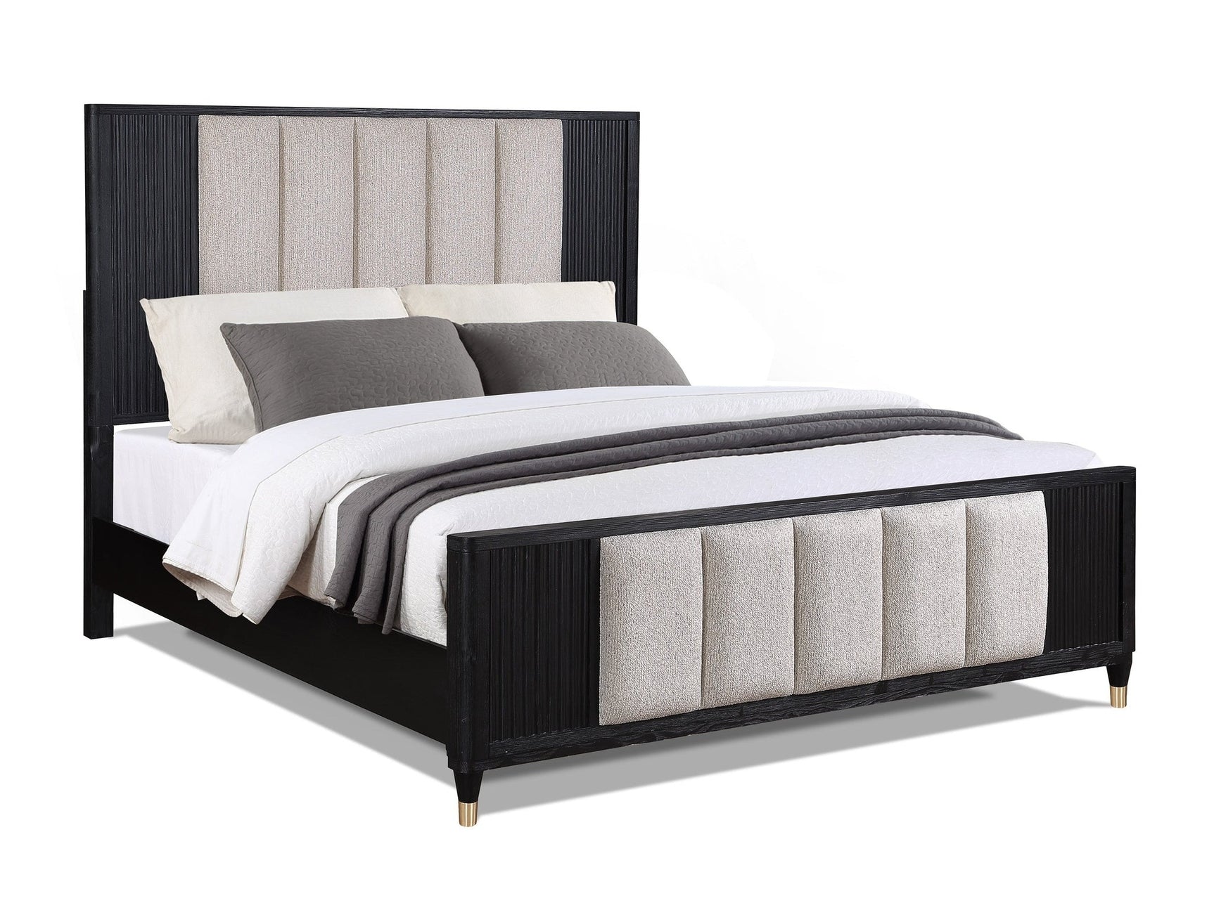 Kara Black Queen Panel Bed - Ornate Home
