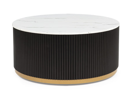 Kara Black/White Coffee Table w/ Casters - Ornate Home