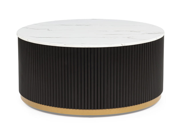 Kara Black/White Coffee Table w/ Casters - Ornate Home