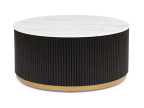 Kara Black/White Coffee Table w/ Casters - Ornate Home