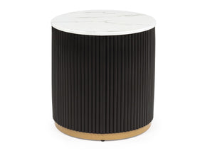 Kara Black/White End Table - Ornate Home