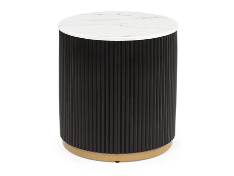 Kara Black/White End Table - Ornate Home