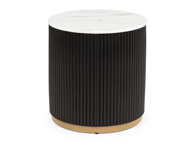 Kara Black/White End Table - Ornate Home