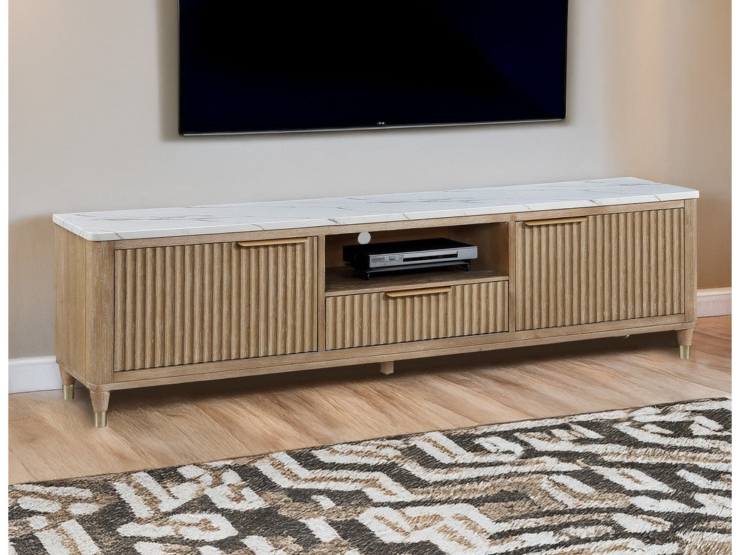 Kara Cerused Natural TV Stand - Ornate Home