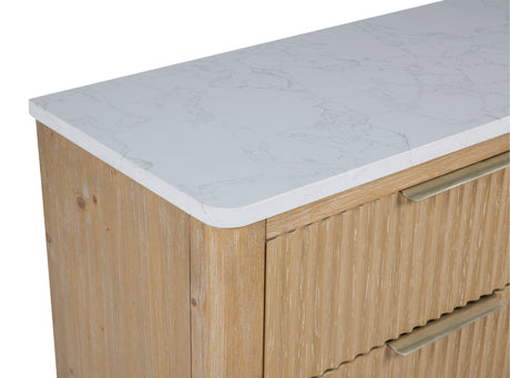 Kara Cerused Natural Upholstered Panel Bedroom Set - Ornate Home