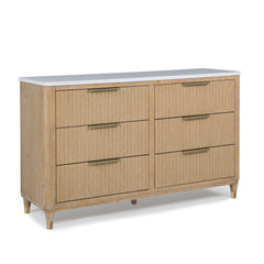 Kara Cerused Natural Upholstered Panel Bedroom Set - Ornate Home