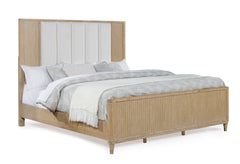Kara Cerused Natural Upholstered Panel Bedroom Set - Ornate Home