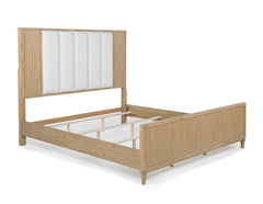 Kara Cerused Natural Upholstered Panel Bedroom Set - Ornate Home