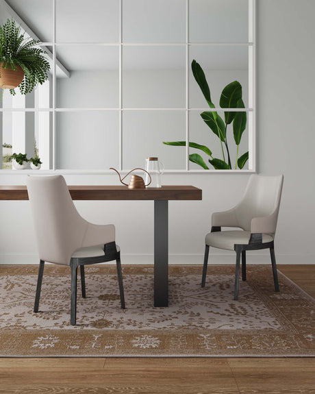 Kara Dining Arm Chair in Light Grey (set of 2) - Ornate Home