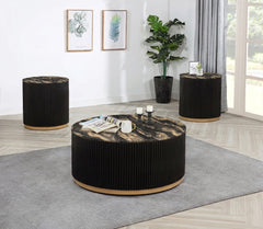 Kara Gold/Black Round End Table - Ornate Home